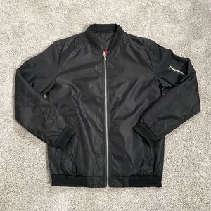 Vogue FS Bomber Jacket Mens 2XL Dark Satin Black Coat Lined Classic Look